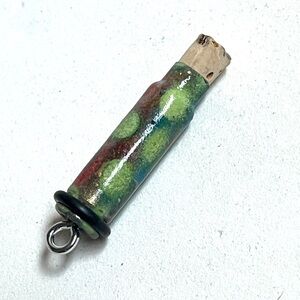 Green, Blue, Red, Gold Pendant Brass bottle with cork stopper :) New